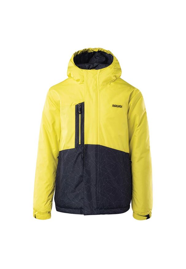 Kurtka narciarska ocieplana dziecięca Brugi 1AJ4 - żółta, Rozmiar 140/146. Kolor: żółty. Materiał: poliester, materiał. Sezon: zima. Sport: narciarstwo