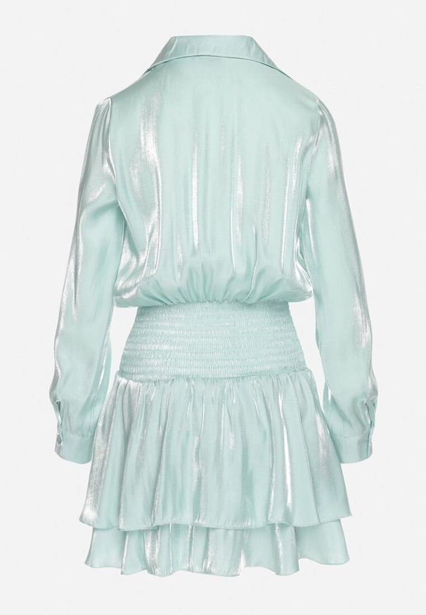 Born2be - Jasnozielona Sukienka z Wiskozy o Koszulowym Kroju z Falbankami Liova. Typ kołnierza: kołnierz z falbankami. Kolor: zielony. Materiał: wiskoza. Typ sukienki: koszulowe