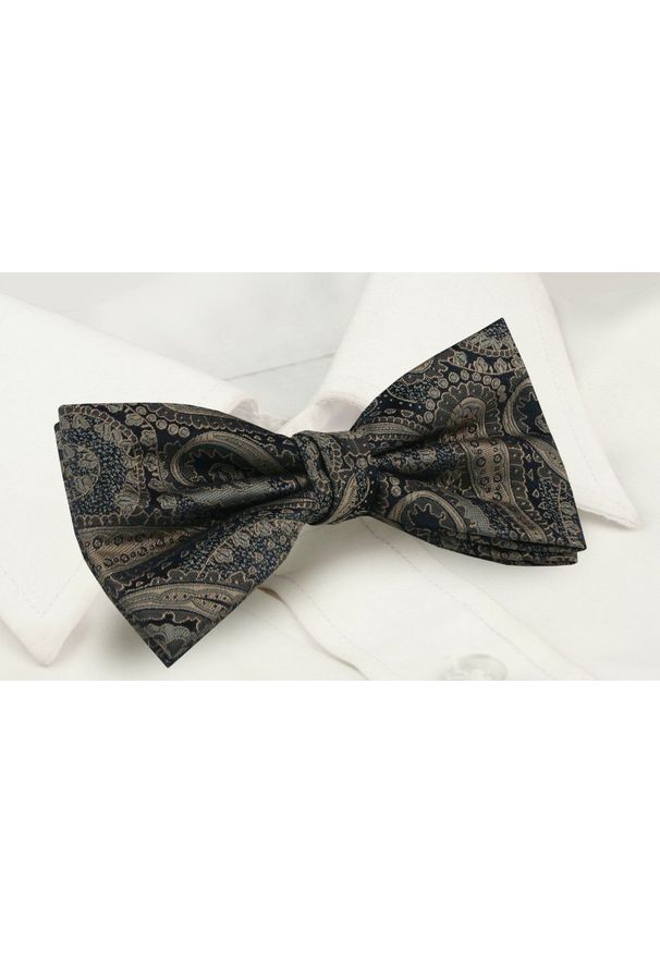 Mucha Męska z Poszetką - Chattier - Paisley w Odcieniach Beżów,. Kolor: brązowy, wielokolorowy, beżowy. Wzór: paisley. Styl: sportowy, elegancki