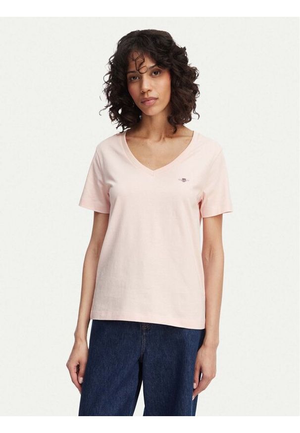 GANT - Gant T-Shirt Shield 4200750 Pomarańczowy jasny Regular Fit. Kolor: pomarańczowy. Materiał: bawełna
