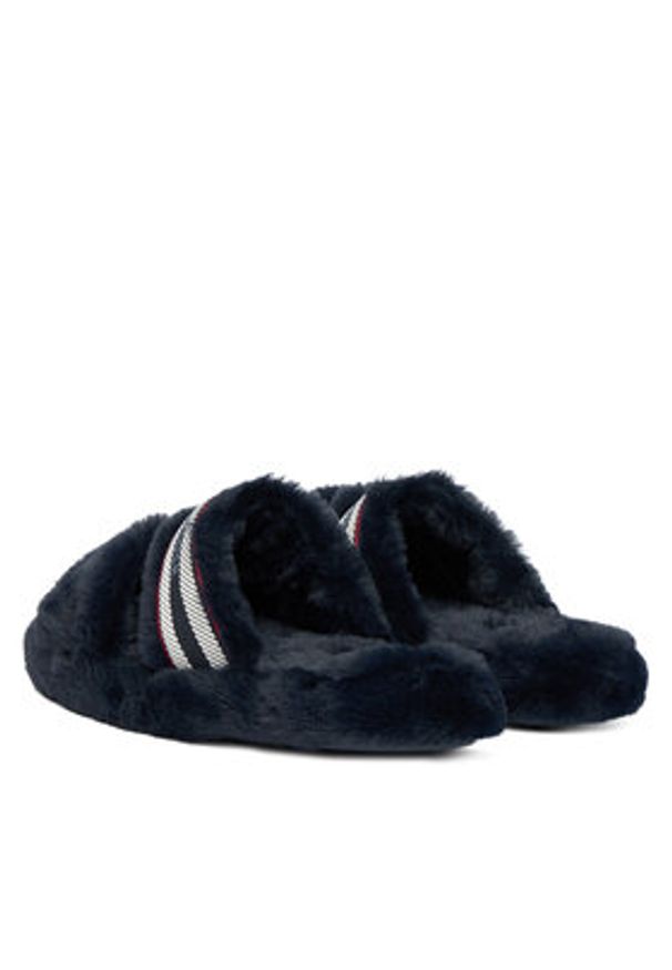 TOMMY HILFIGER - Tommy Hilfiger Kapcie Hilfiger Fur Slipper FW0FW08854 Granatowy. Kolor: niebieski. Materiał: materiał