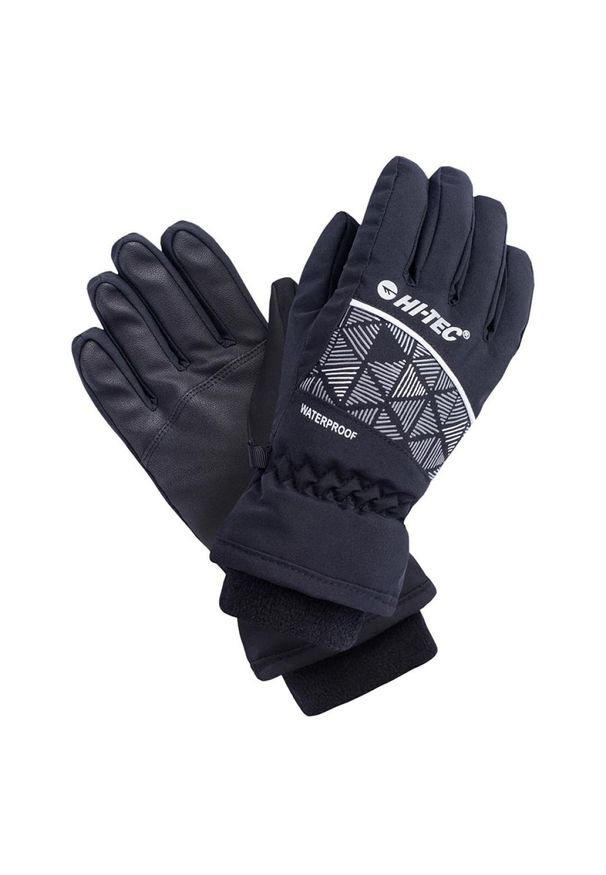 Hi-tec - Rękawice narciarskie dziecięce Hi-Tec Flam JR - czarne, Rozmiar S/M. Kolor: czarny. Materiał: syntetyk, materiał, poliester. Wzór: paski. Sezon: zima. Sport: narciarstwo