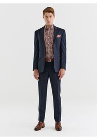 Pako Lorente - PAKO LORENTE – Spodnie garniturowe w kratę Windowpane. Materiał: poliester, wełna, lycra