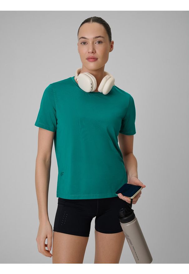 4f - 4F Koszulka treningowa loose szybkoschnąca damska - turkusowa L. Kolor: turkusowy. Sport: fitness