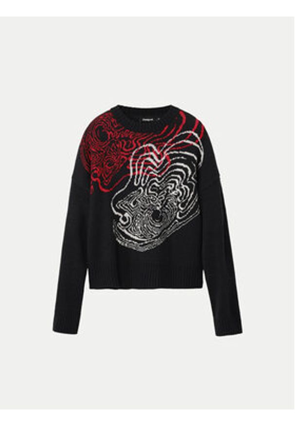 Desigual Sweter Toulouse Lacroix 24WWJF54 Czarny Loose Fit. Kolor: czarny. Materiał: syntetyk