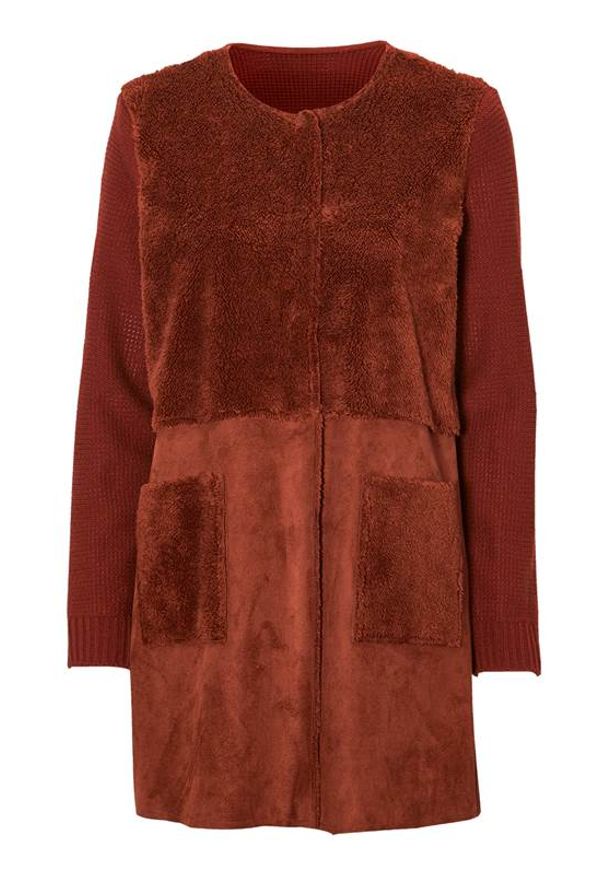 Cellbes Sweter zdobiony sztucznym futrem rdzawy female brązowy/pomarańczowy 50/52. Kolor: brązowy, pomarańczowy, wielokolorowy. Materiał: futro. Wzór: aplikacja