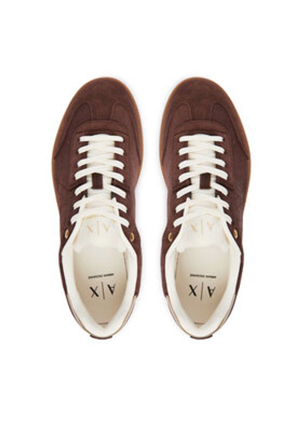 Armani Exchange Sneakersy XW002791 AF23058 MZ729 Brązowy. Kolor: brązowy. Materiał: zamsz, skóra
