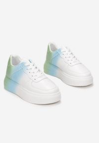 Born2be - Biało-Zielone Sneakersy Thelialla. Kolor: biały. Materiał: jeans. Szerokość cholewki: normalna. Sezon: wiosna #3