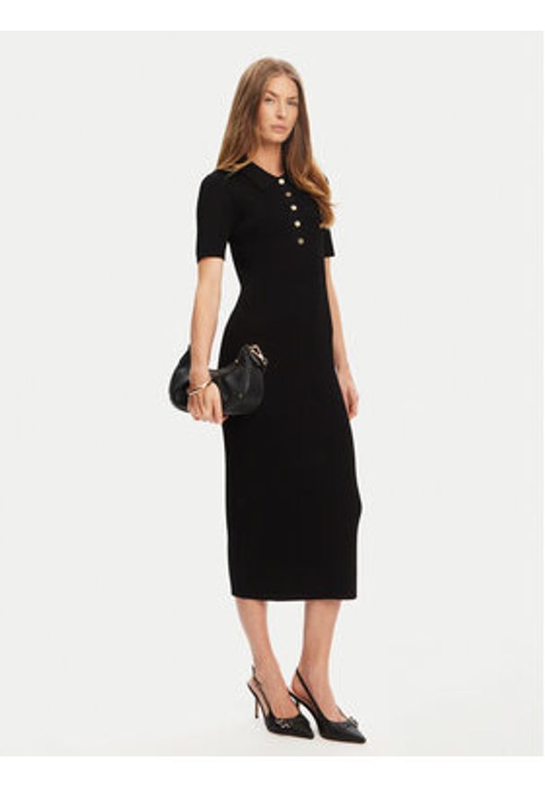 MICHAEL Michael Kors Sukienka dzianinowa MT5832333D Czarny Slim Fit. Kolor: czarny. Materiał: wiskoza