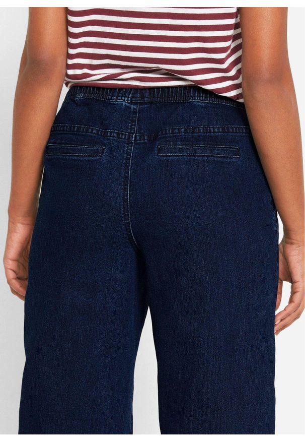 bonprix - Dżinsy ze stretchem wide leg, mid waist. Kolor: niebieski
