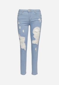 Born2be - Niebieskie Skinny Jeansy z Wysokim Stanem i Dziurami Lainera. Okazja: na co dzień. Stan: podwyższony. Kolor: niebieski. Styl: casual, elegancki #6