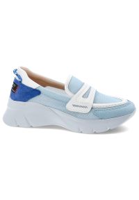 Niebieskie Półbuty Hispanitas Modne Wsuwane Obuwie Damskie. Okazja: na co dzień. Zapięcie: bez zapięcia. Kolor: niebieski. Materiał: skóra, mesh. Styl: casual #5