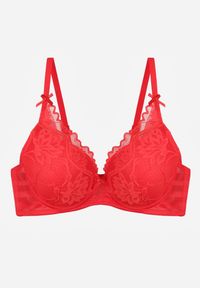 Renee - Czerwony Biustonosz Zdobiony Koronką i Kokardami Morgavia. Kolor: czerwony. Materiał: koronka. Wzór: koronka, aplikacja #5