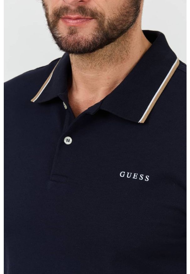Guess - GUESS Granatowe polo Lyle. Typ kołnierza: polo. Kolor: niebieski