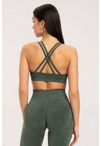 GYM GLAMOUR - Stanik fitness cardio damski Gym Glamour seamless. Kolor: zielony. Sport: fitness