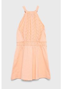 United Colors of Benetton sukienka dziecięca kolor różowy midi rozkloszowana. Kolor: różowy. Materiał: dzianina. Typ sukienki: rozkloszowane. Długość: midi #2