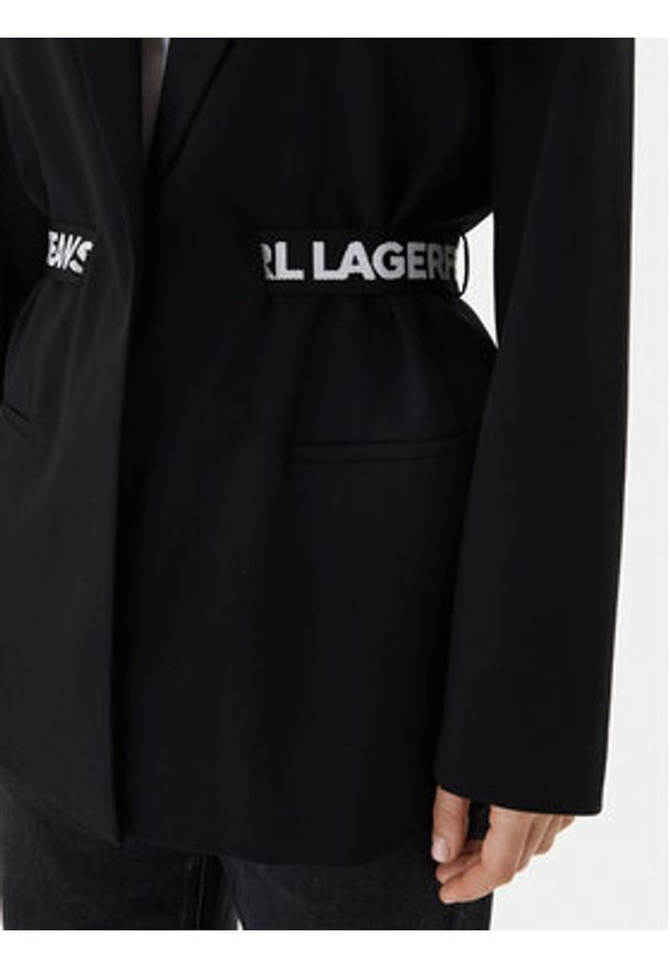 Karl Lagerfeld Jeans Marynarka B1W14024 Czarny Regular Fit. Kolor: czarny. Materiał: syntetyk, wiskoza