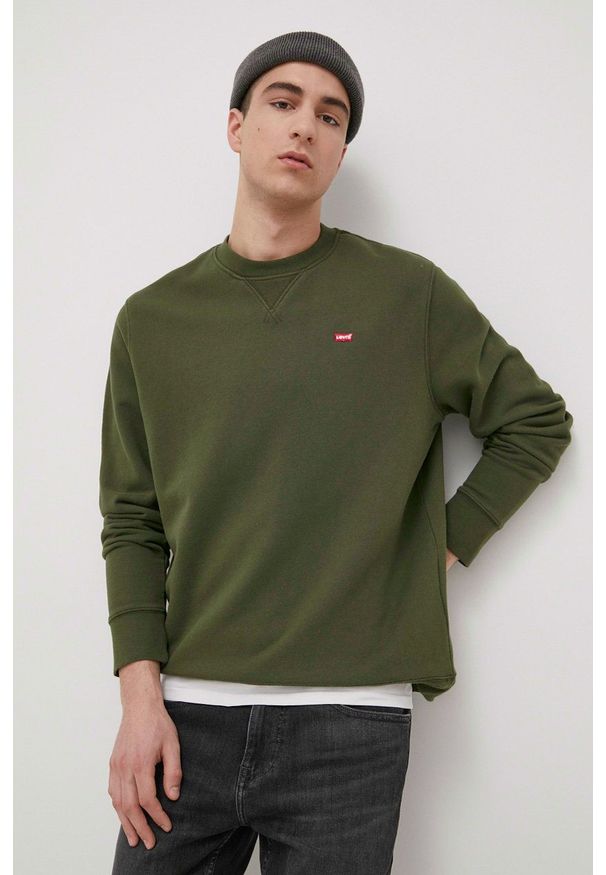 Levi's® - Levi's bluza bawełniana męska kolor zielony gładka. Okazja: na spotkanie biznesowe, na co dzień. Kolor: zielony. Materiał: bawełna. Wzór: gładki. Styl: biznesowy, casual