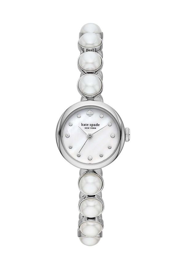 Kate Spade zegarek damski kolor srebrny. Kolor: srebrny. Materiał: materiał