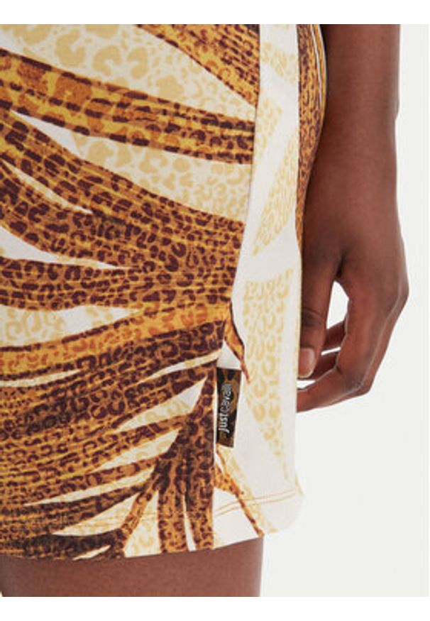 Just Cavalli Sukienka codzienna 80PAOE02 CJ112 Beżowy Slim Fit. Okazja: na co dzień. Kolor: beżowy. Materiał: bawełna. Typ sukienki: proste. Styl: casual