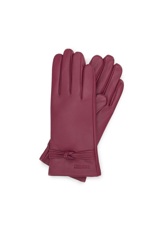 Wittchen - Damskie rękawiczki skórzane z supełkiem. Kolor: czerwony. Materiał: skóra. Sezon: jesień, zima. Styl: klasyczny, elegancki