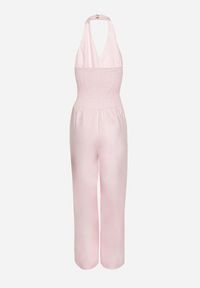 Born2be - Różowy Kombinezon na Szyję Ozdobiony Guzikami Ellidell. Okazja: na co dzień, na imprezę. Kolor: różowy. Długość: długie. Wzór: aplikacja. Styl: casual, klasyczny #5