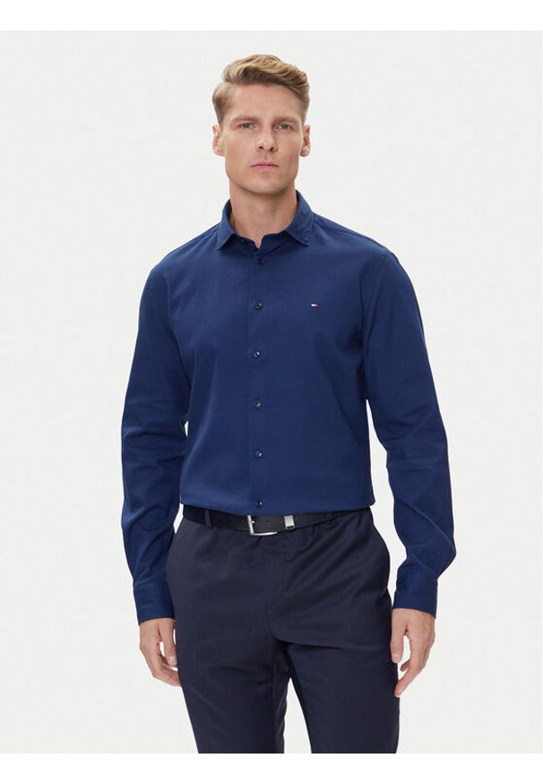TOMMY HILFIGER - Tommy Hilfiger Koszula MW0MW39573 Granatowy Slim Fit. Kolor: niebieski. Materiał: bawełna