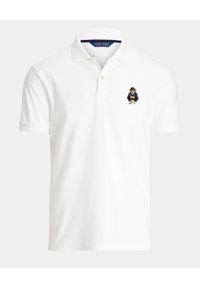 Ralph Lauren - RALPH LAUREN - Biała koszulka Custom Slim Fit. Typ kołnierza: polo. Kolor: biały. Materiał: bawełna, prążkowany. Wzór: haft #4