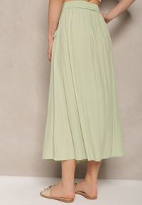 Renee - Jasnozielona Rozkloszowana Spódnica Maxi z Gumką w Talii i Kieszeniami Kendrani. Okazja: na co dzień, na imprezę. Kolor: zielony. Styl: casual, elegancki #4