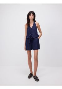 Reserved - Szorty z lnem - granatowy. Kolor: niebieski. Materiał: len #1