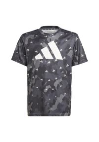 Adidas - Train Essentials Seasonal AEROREADY Allover Print Regular-Fit Tee. Kolor: szary, biały, wielokolorowy. Materiał: materiał. Wzór: nadruk. Sport: joga i pilates