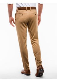 Ombre Clothing - Spodnie męskie chino P832 - rude - XL. Kolor: brązowy. Materiał: wiskoza, elastan, tkanina, poliester. Styl: klasyczny, elegancki #6