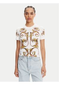 Versace Jeans Couture T-Shirt 78HAH6P8 Biały Slim Fit. Kolor: biały. Materiał: bawełna