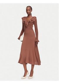 Marella Sukienka dzianinowa Slatino 2623326034 Brązowy Regular Fit. Kolor: brązowy. Materiał: lyocell #3