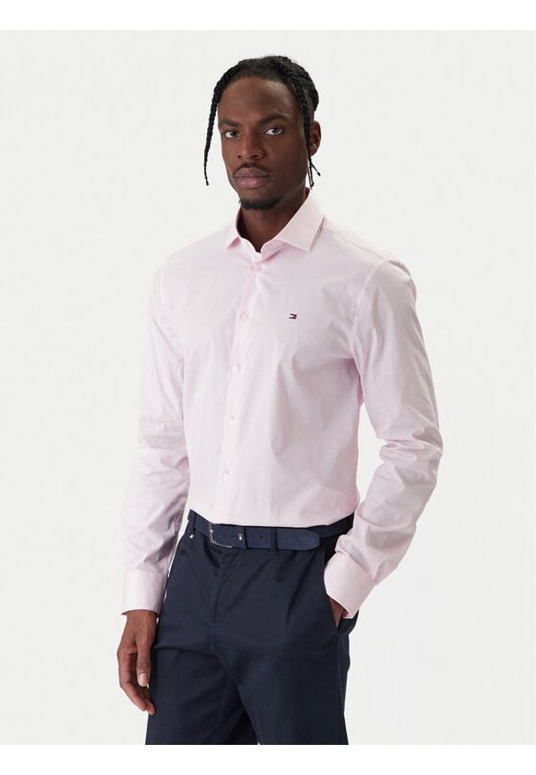 TOMMY HILFIGER - Tommy Hilfiger Koszula MW0MW38347 Różowy Slim Fit. Kolor: różowy. Materiał: bawełna