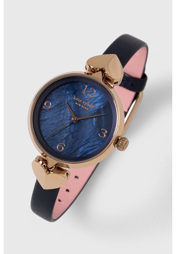 Kate Spade - Zegarek. Kolor: niebieski. Materiał: skóra, materiał