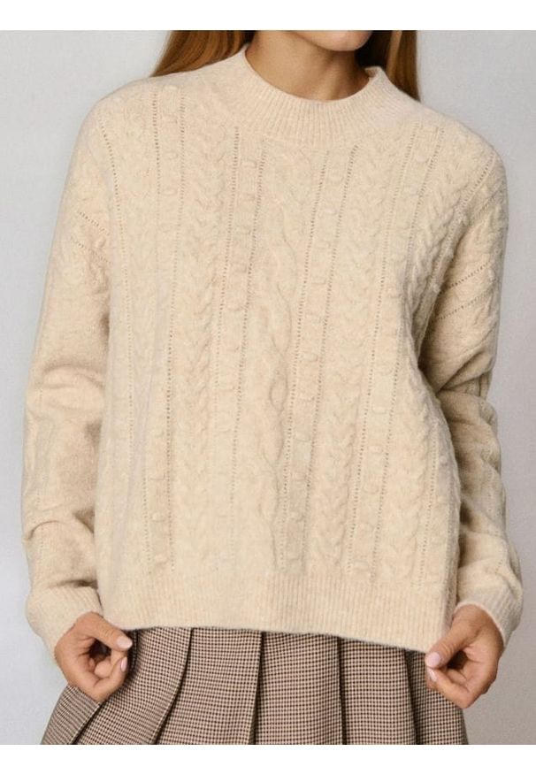 Sinsay - Strukturalny sweter - kremowy. Kolor: kremowy
