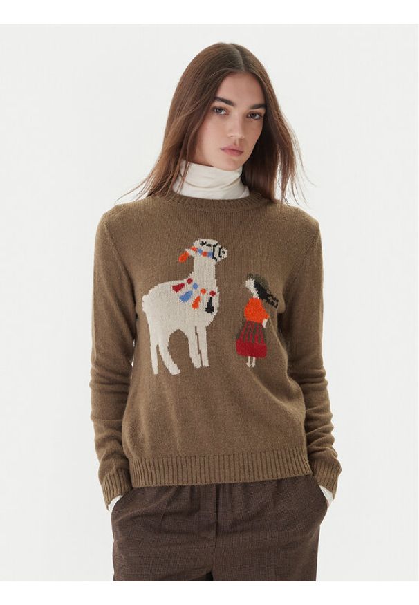 Weekend Max Mara Sweter Nitra 2525366292 Brązowy Regular Fit. Kolor: brązowy. Materiał: syntetyk