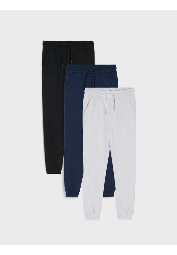 Sinsay - Spodnie jogger basic 3 pack - granatowy. Kolor: niebieski