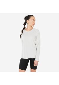 quechua - Koszulka turystyczna damska z długim rękawem Quechua MH500. Kolor: beżowy. Materiał: poliester, materiał. Długość rękawa: długi rękaw. Długość: długie. Sport: turystyka piesza #1