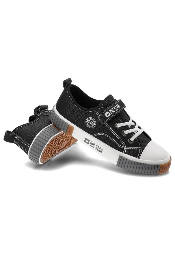 Big-Star - Czarne Trampki Big Star Dziecięce Buty Na Rzep. Okazja: na co dzień. Zapięcie: rzepy. Kolor: czarny. Materiał: jeans, materiał, guma. Szerokość cholewki: normalna. Wzór: aplikacja. Styl: casual, klasyczny