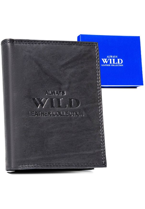 ALWAYS WILD - Portfel skórzany Always Wild AW-N4-MAL czarny. Kolor: czarny. Materiał: skóra