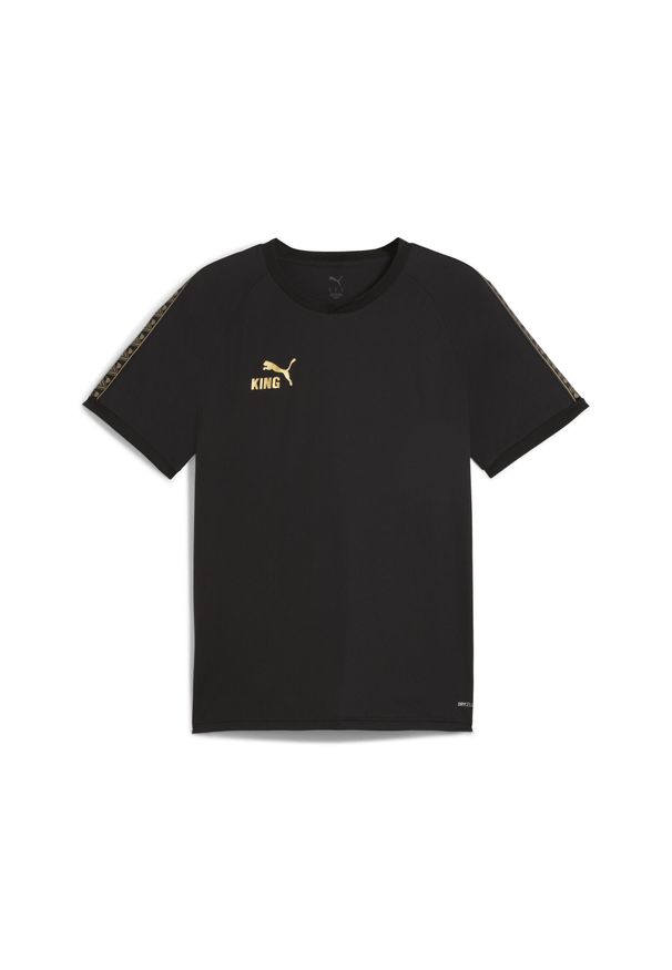 Puma - Męska koszulka piłkarska KINGtouch PUMA Black Gold. Kolor: czarny, wielokolorowy, żółty. Sport: piłka nożna