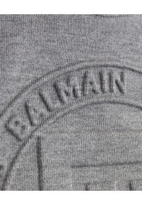 Balmain - BALMAIN - Krótka szara bluza. Kolor: szary. Materiał: bawełna, kaszmir. Długość rękawa: długi rękaw. Długość: krótkie #4