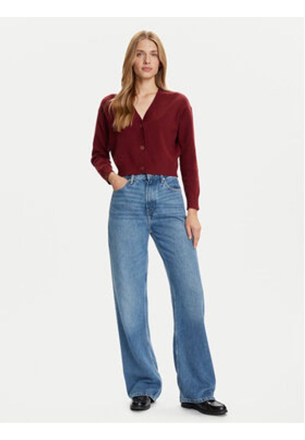 Vero Moda Kardigan Gold Art 10332210 Bordowy Regular Fit. Kolor: czerwony. Materiał: syntetyk