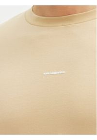 Karl Lagerfeld - KARL LAGERFELD T-Shirt 755030 552235 Beżowy Regular Fit. Typ kołnierza: dekolt w karo. Kolor: beżowy. Materiał: bawełna #3