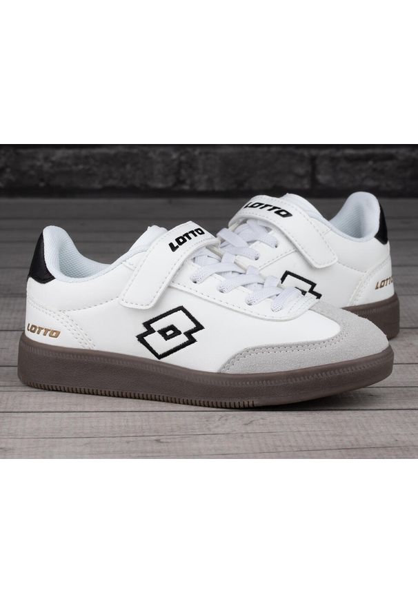 LOTTO - Buty sportowe Sneakersy chłopięce, Vintal K. Kolor: biały, czarny, brązowy, wielokolorowy. Materiał: materiał, syntetyk. Sport: turystyka piesza