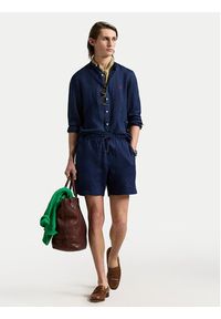 Polo Ralph Lauren Koszula 710968925002 Granatowy Slim Fit. Typ kołnierza: polo. Kolor: niebieski. Materiał: len