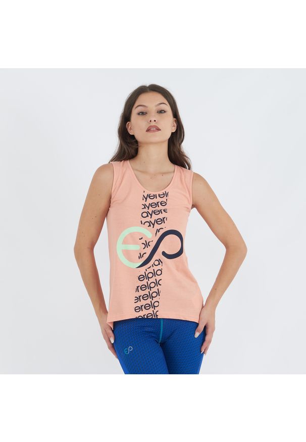 ELPLAYER - Top treningowy BUBLE z bawełny damski. Kolor: różowy. Materiał: bawełna. Wzór: nadruk. Sport: fitness