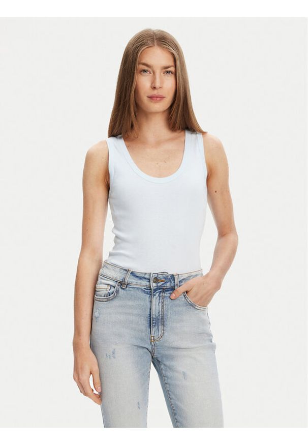 United Colors of Benetton - United Colors Of Benetton Top 3GA2DH010 Błękitny Slim Fit. Kolor: niebieski. Materiał: bawełna